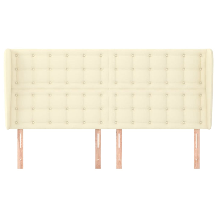 sengegavl med kanter 203x23x118/128 cm kunstlæder cremefarvet