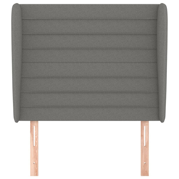 sengegavl med kanter 83x23x118/128 cm stof mørkegrå