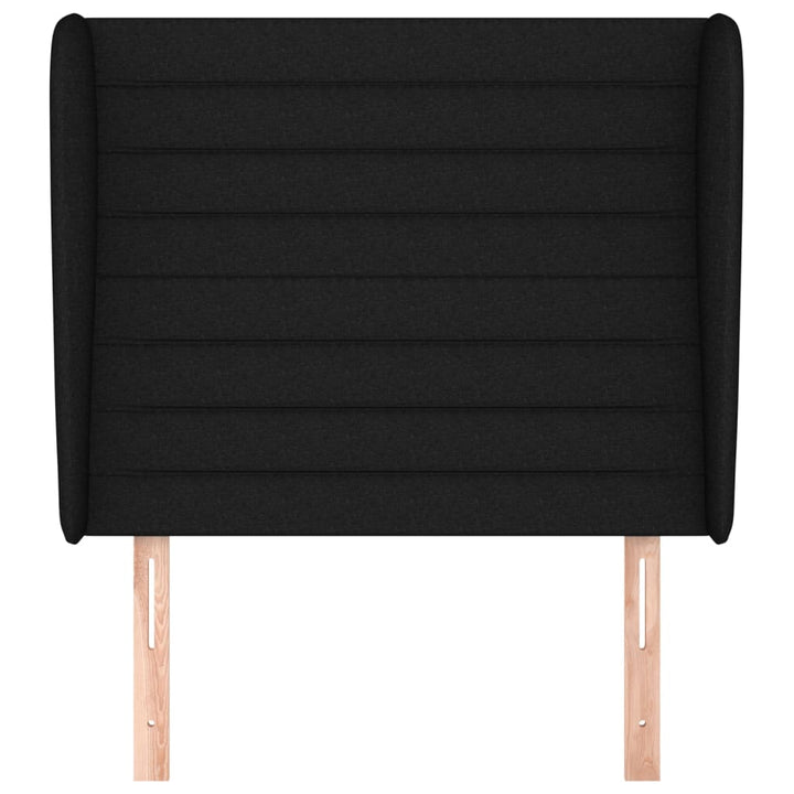 sengegavl med kanter 83x23x118/128 cm stof sort