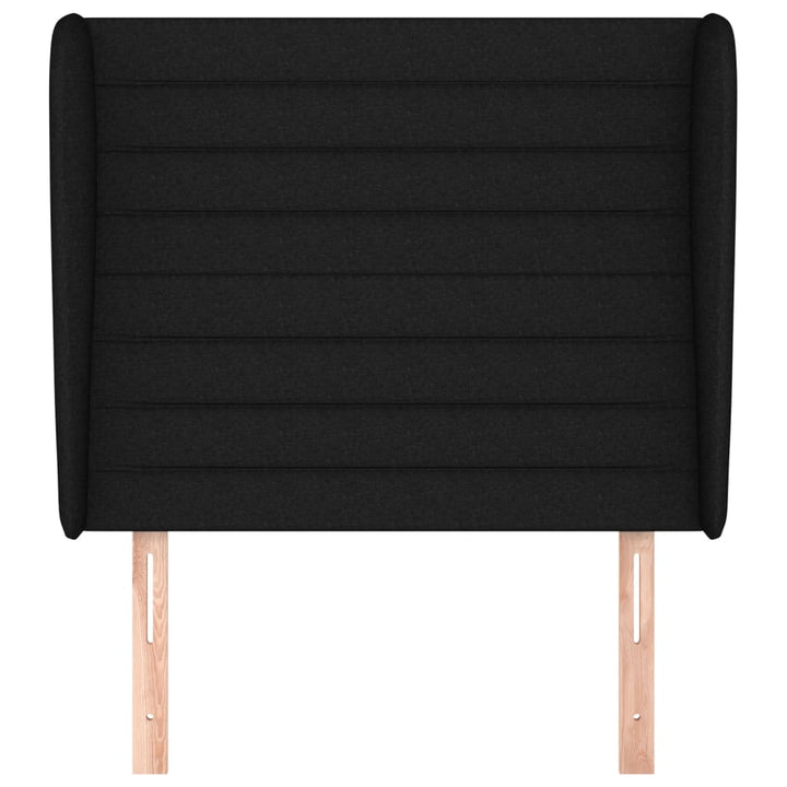 sengegavl med kanter 93x23x118/128 cm stof sort
