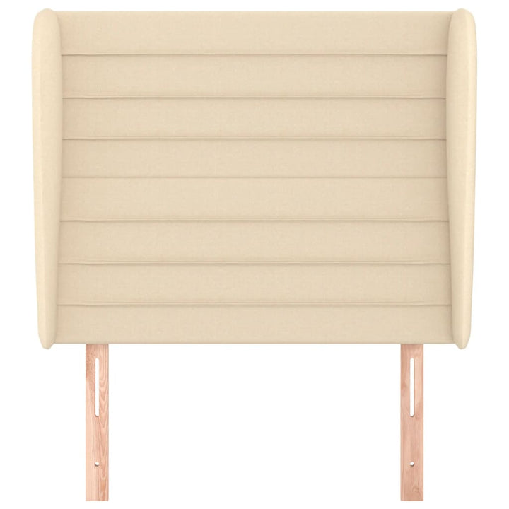 sengegavl med kanter 93x23x118/128 cm stof cremefarvet