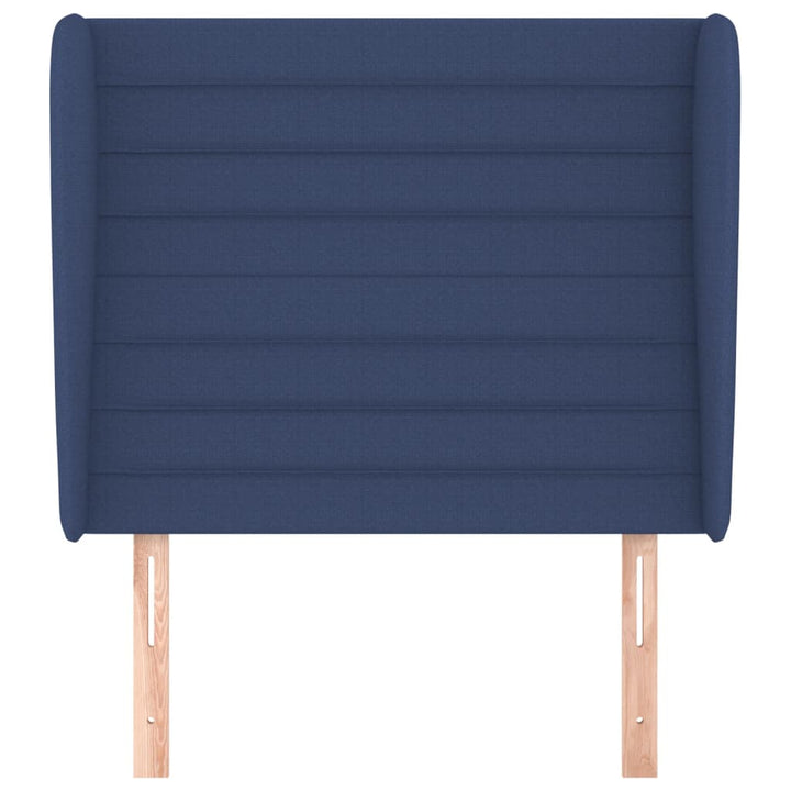 sengegavl med kanter 93x23x118/128 cm stof blå