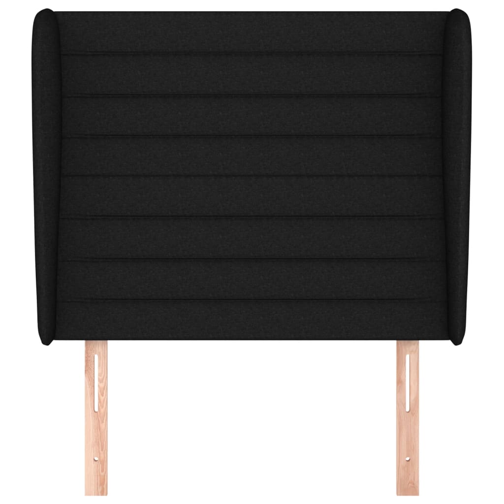 sengegavl med kanter 103x23x118/128 cm stof sort