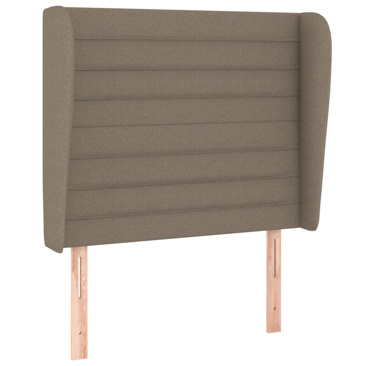sengegavl med kanter 103x23x118/128 cm stof gråbrun