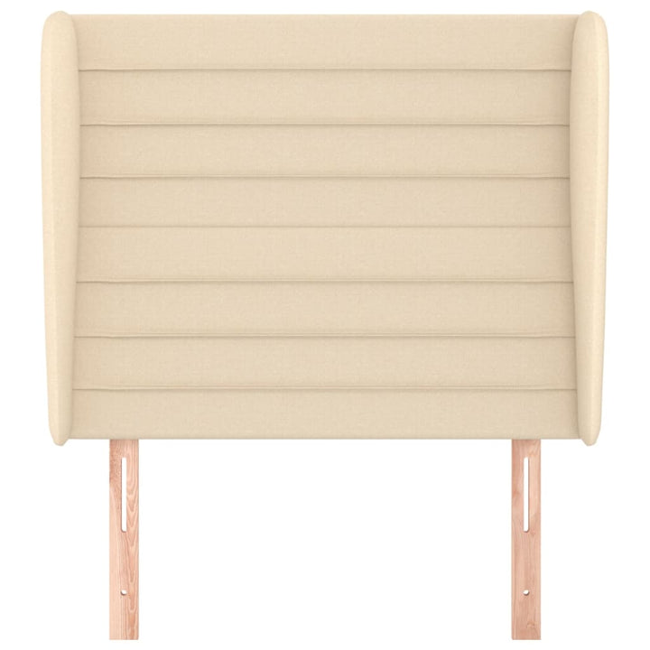 sengegavl med kanter 103x23x118/128 cm stof cremefarvet