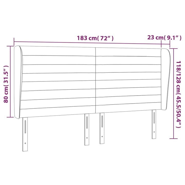 sengegavl med kanter 183x23x118/128 cm stof sort