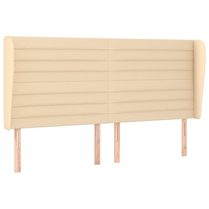 sengegavl med kanter 183x23x118/128 cm stof cremefarvet