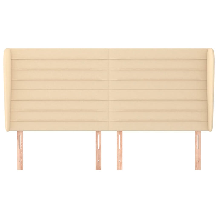 sengegavl med kanter 183x23x118/128 cm stof cremefarvet