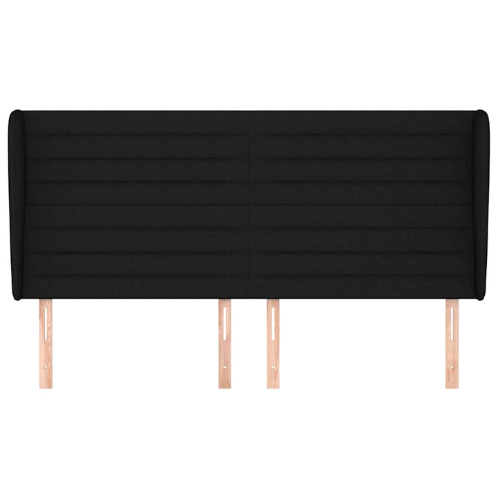 sengegavl med kanter 203x23x118/128 cm stof sort