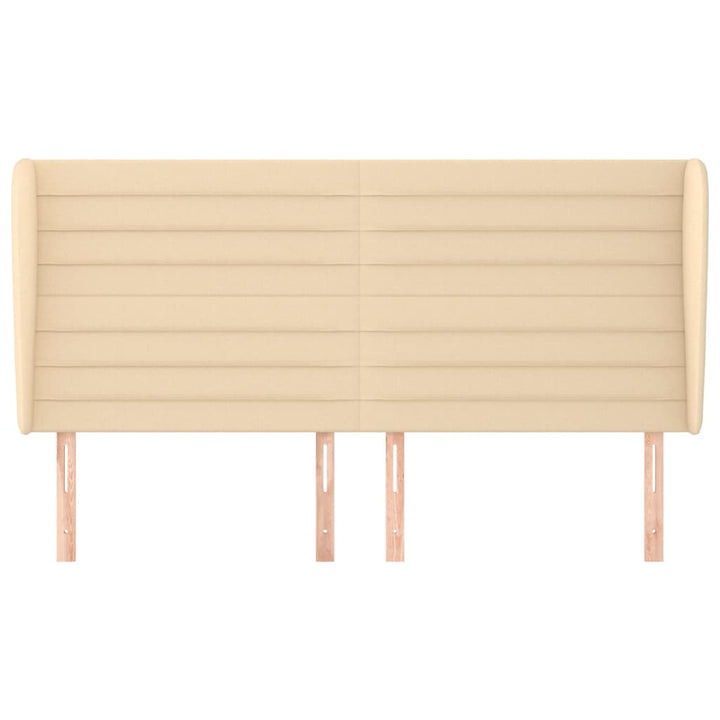 sengegavl med kanter 203x23x118/128 cm stof cremefarvet