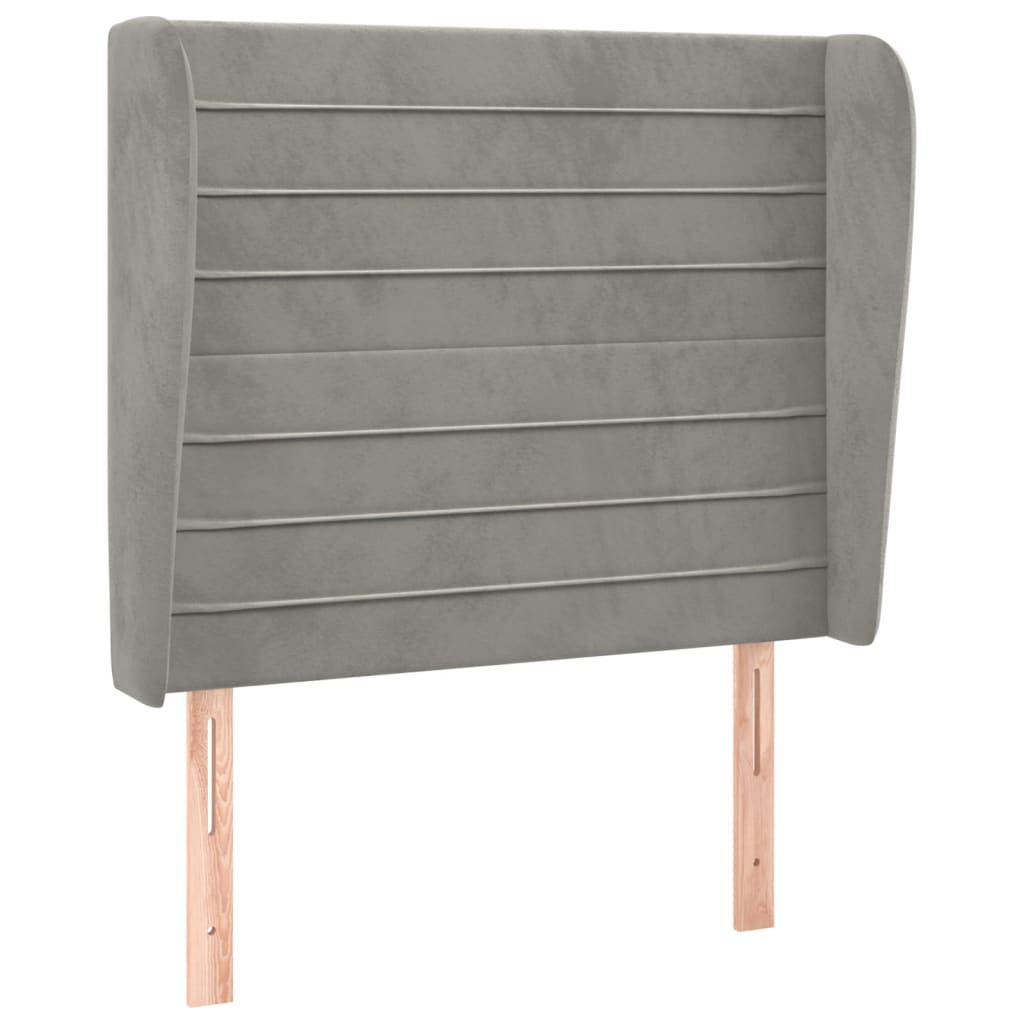 sengegavl med kanter 83x23x118/128 cm fløjl lysegrå