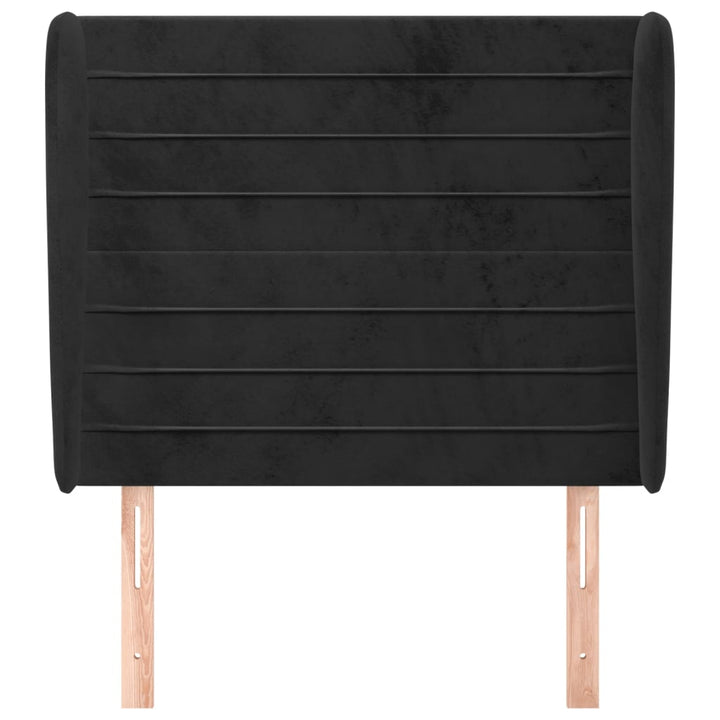 sengegavl med kanter 83x23x118/128 cm fløjl sort