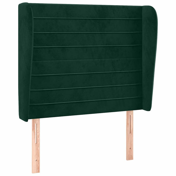sengegavl med kanter 83x23x118/128 cm fløjl mørkegrøn