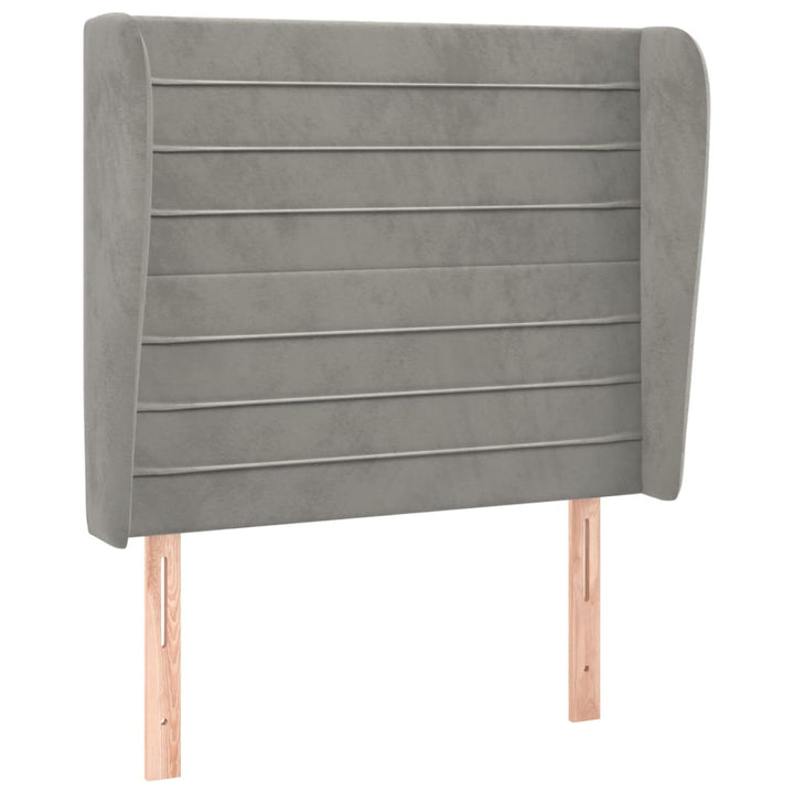 sengegavl med kanter 93x23x118/128 cm fløjl lysegrå