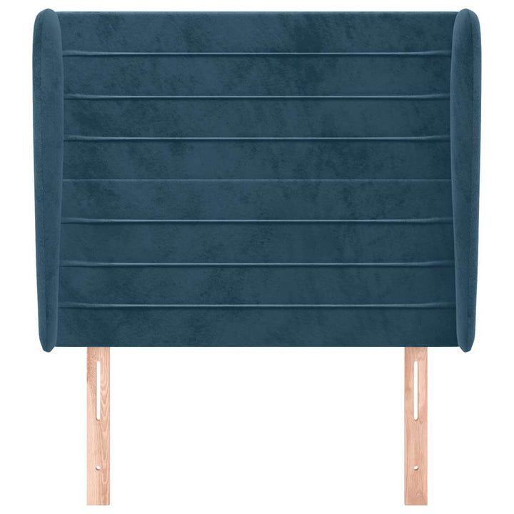 sengegavl med kanter 93x23x118/128 cm fløjl mørkeblå