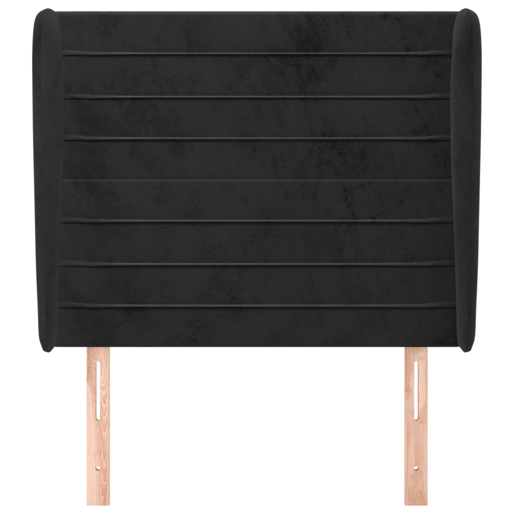 sengegavl med kanter 103x23x118/128 cm fløjl sort