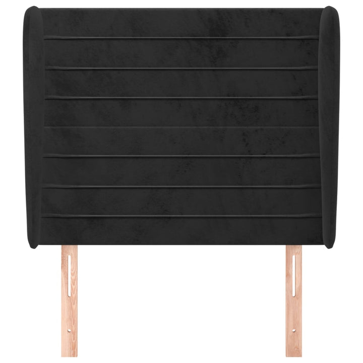 sengegavl med kanter 103x23x118/128 cm fløjl sort