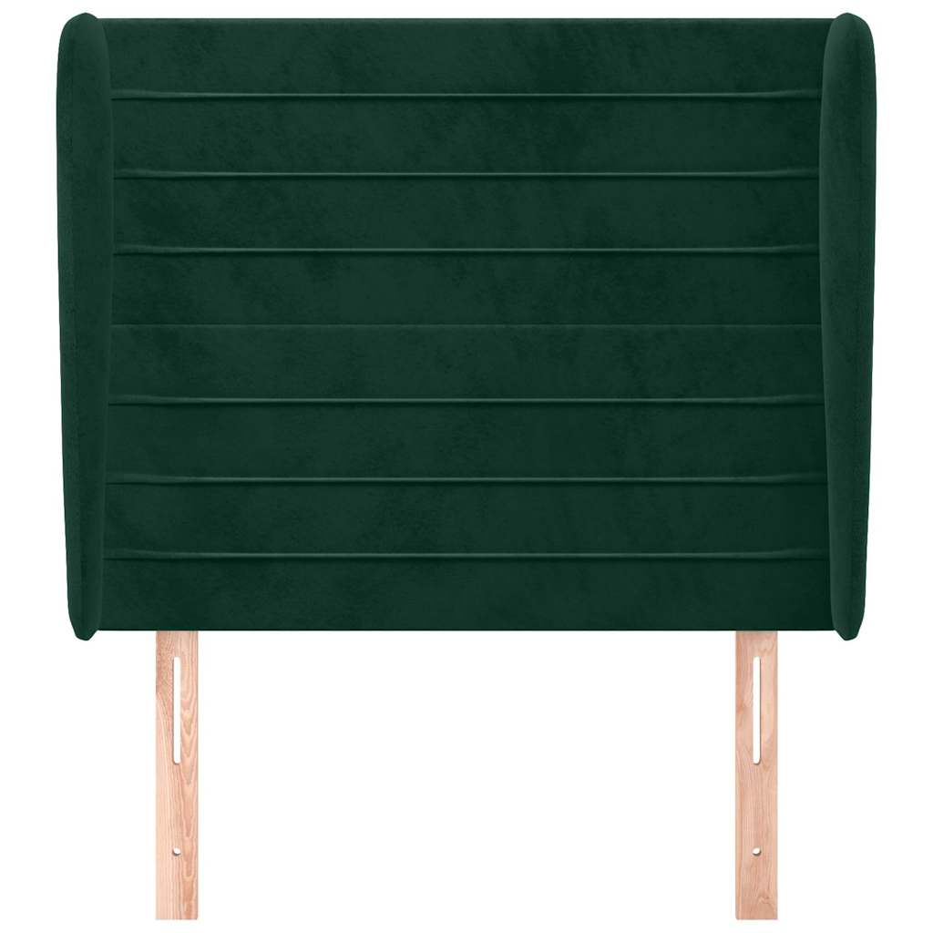 sengegavl med kanter 103x23x118/128 cm fløjl mørkegrøn