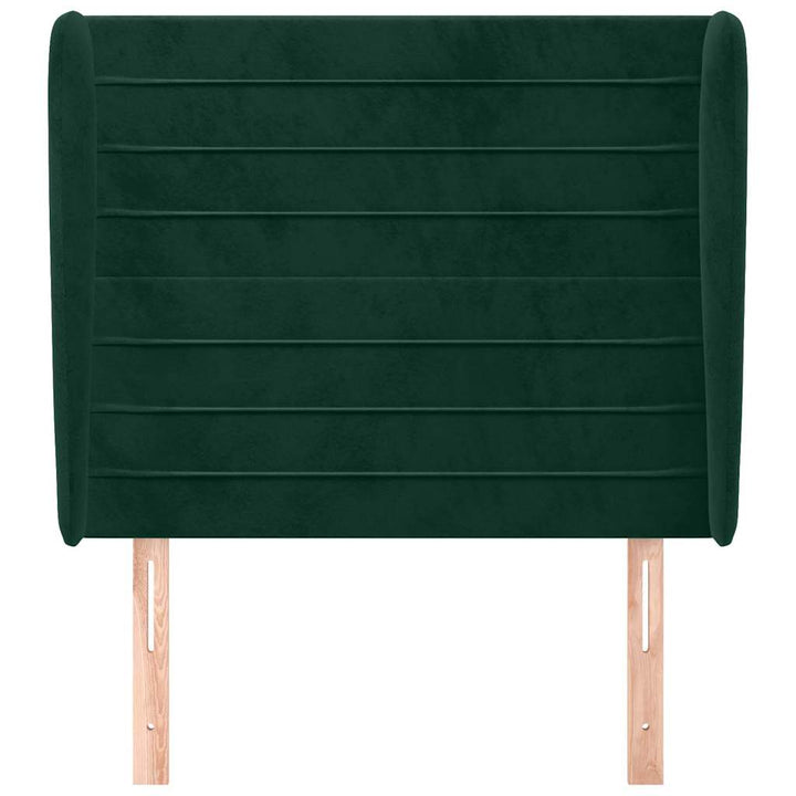 sengegavl med kanter 103x23x118/128 cm fløjl mørkegrøn