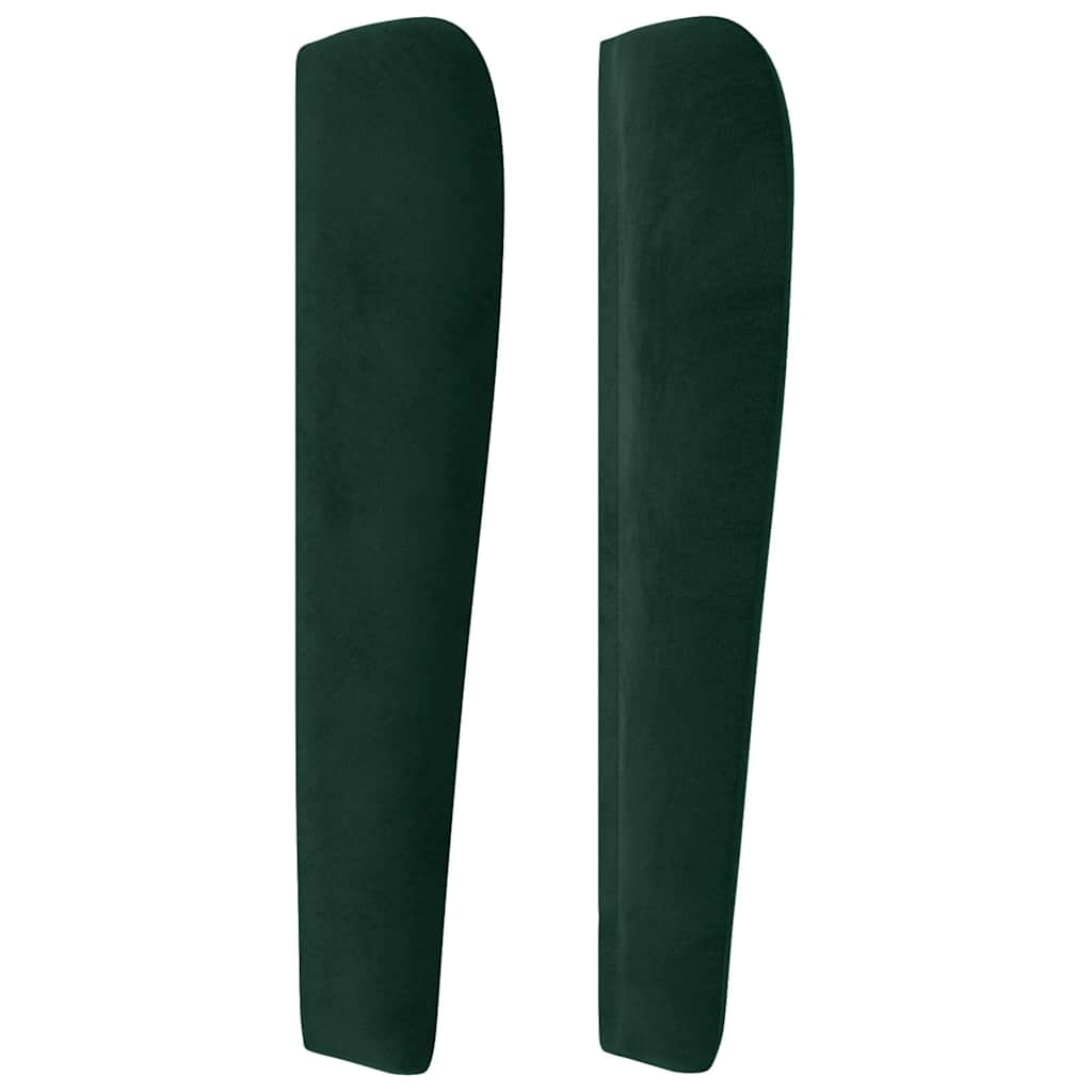 sengegavl med kanter 103x23x118/128 cm fløjl mørkegrøn