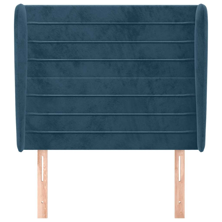 sengegavl med kanter 103x23x118/128 cm fløjl mørkeblå