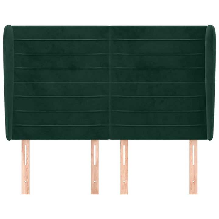 sengegavl med kanter 147x23x118/128 cm fløjl mørkegrøn