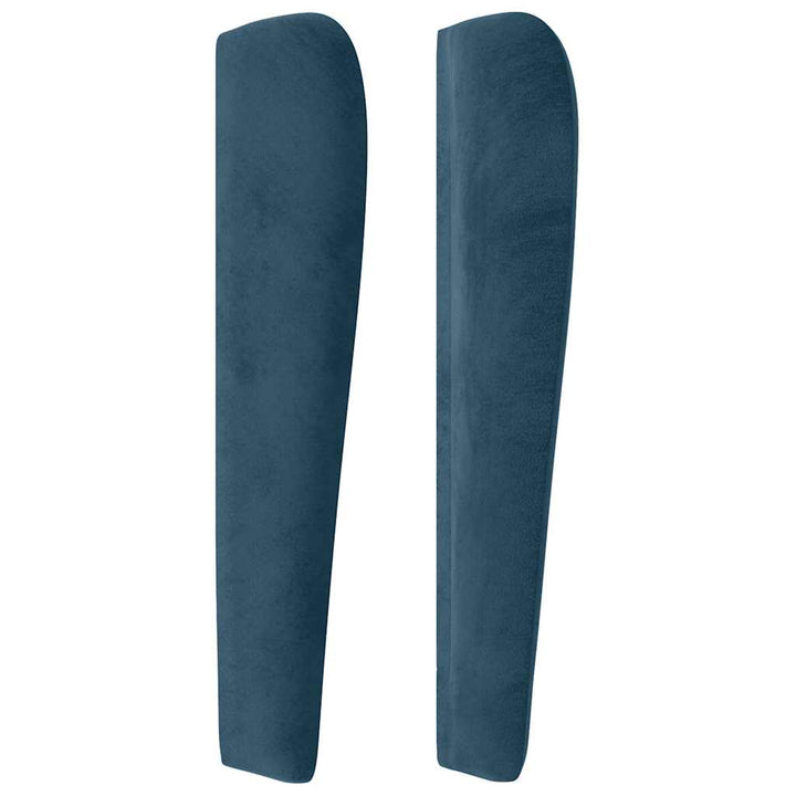 sengegavl med kanter 147x23x118/128 cm fløjl mørkeblå
