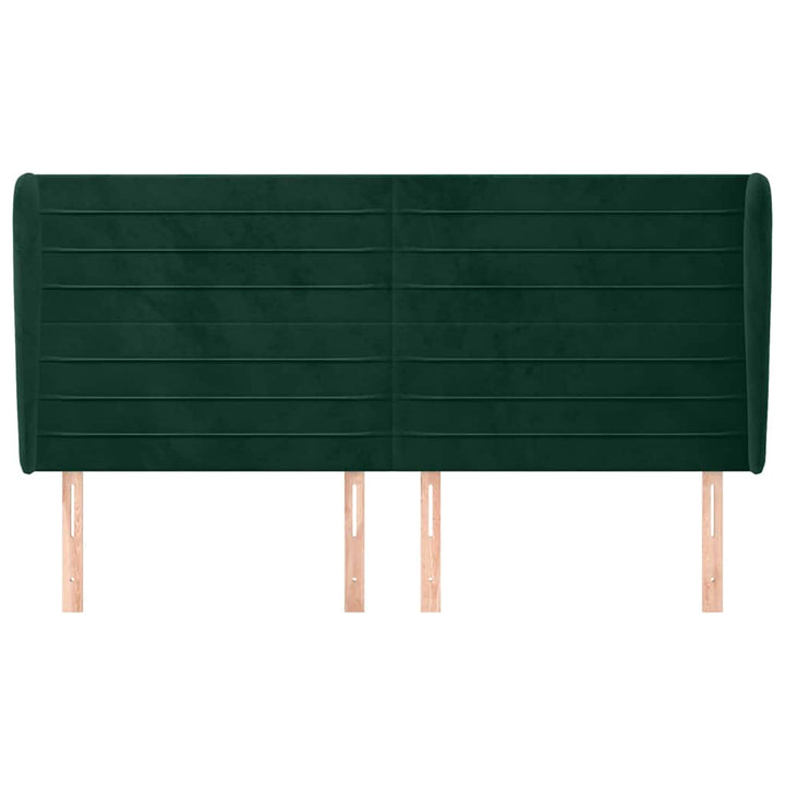 sengegavl med kanter 163x23x118/128 cm fløjl mørkegrøn