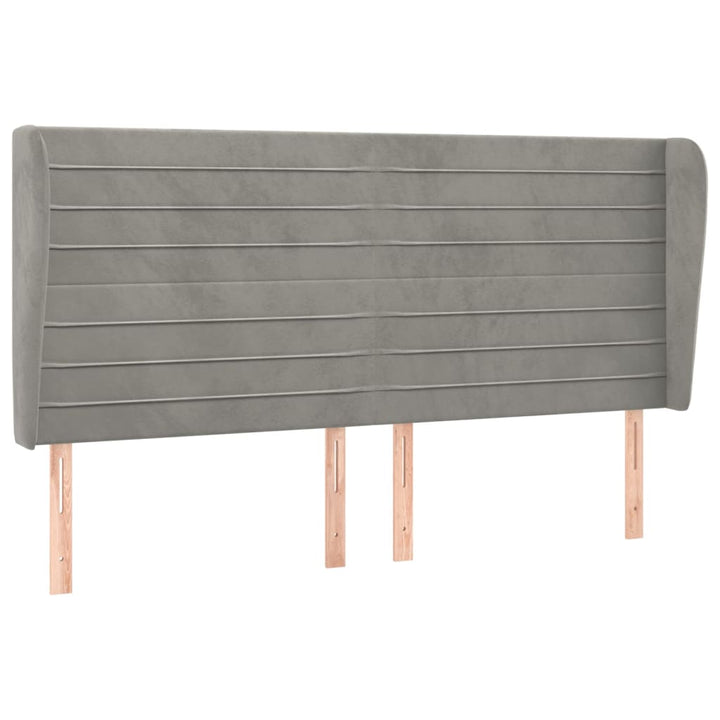 sengegavl med kanter 183x23x118/128 cm fløjl lysegrå