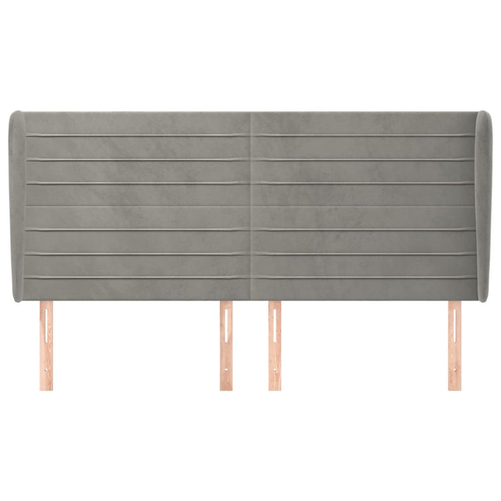 sengegavl med kanter 183x23x118/128 cm fløjl lysegrå