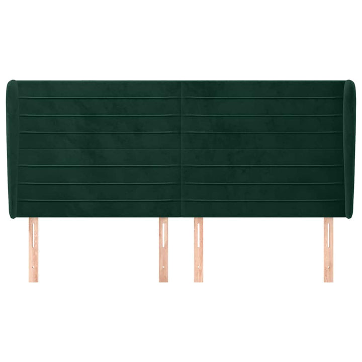 sengegavl med kanter 183x23x118/128 cm fløjl mørkegrøn