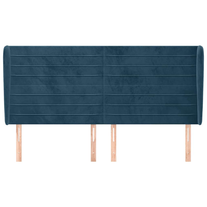 sengegavl med kanter 183x23x118/128 cm fløjl mørkeblå