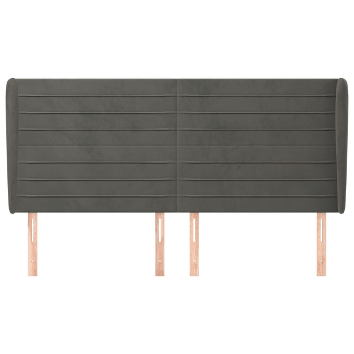 sengegavl med kanter 203x23x118/128 cm fløjl mørkegrå