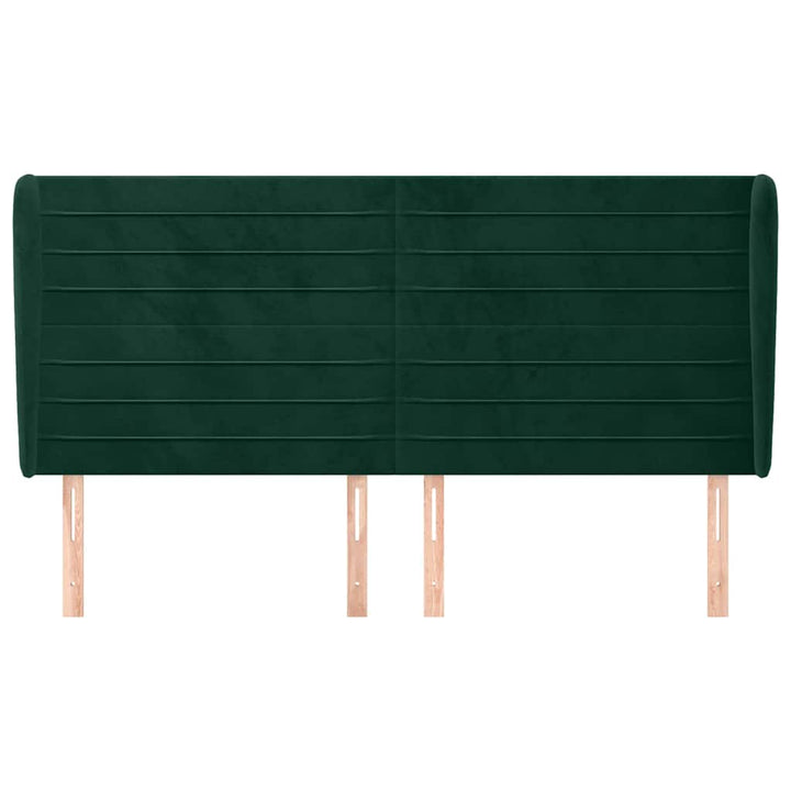 sengegavl med kanter 203x23x118/128 cm fløjl mørkegrøn