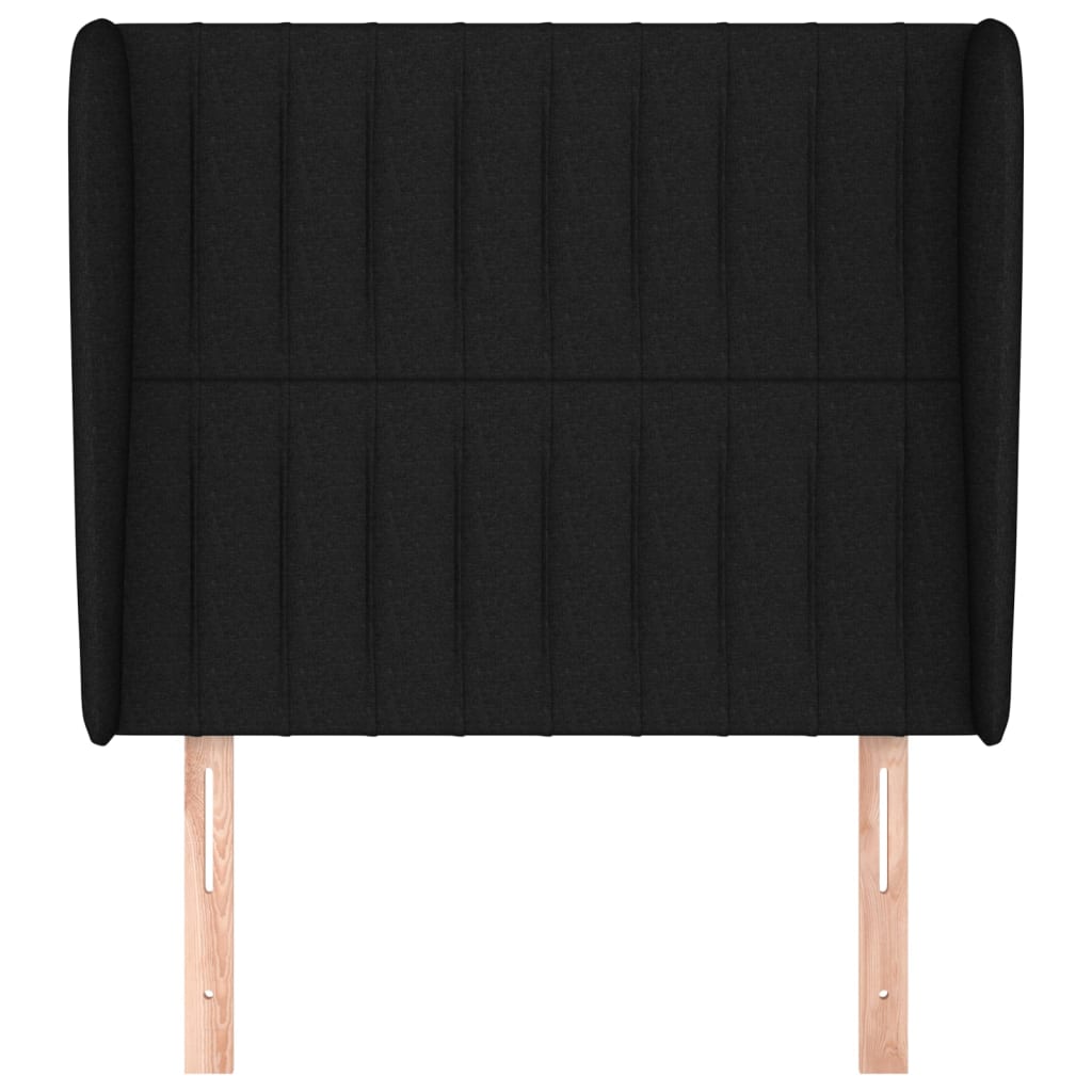 sengegavl med kanter 83x23x118/128 cm stof sort