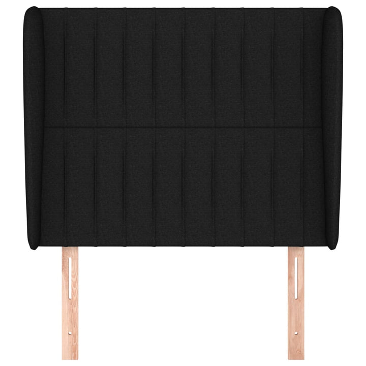 sengegavl med kanter 83x23x118/128 cm stof sort