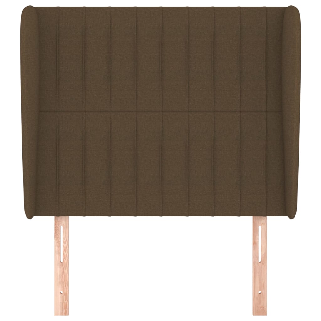 sengegavl med kanter 83x23x118/128 cm stof mørkebrun