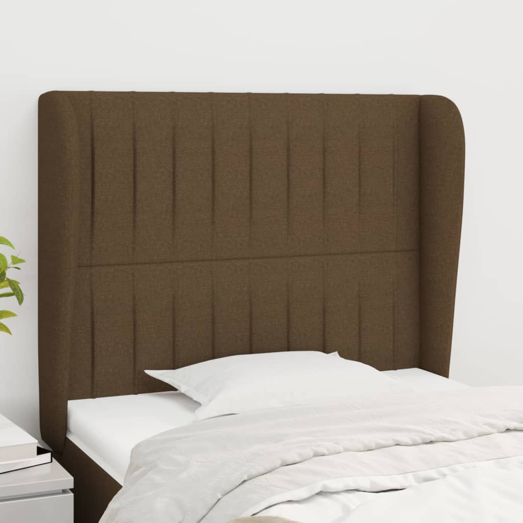 sengegavl med kanter 83x23x118/128 cm stof mørkebrun