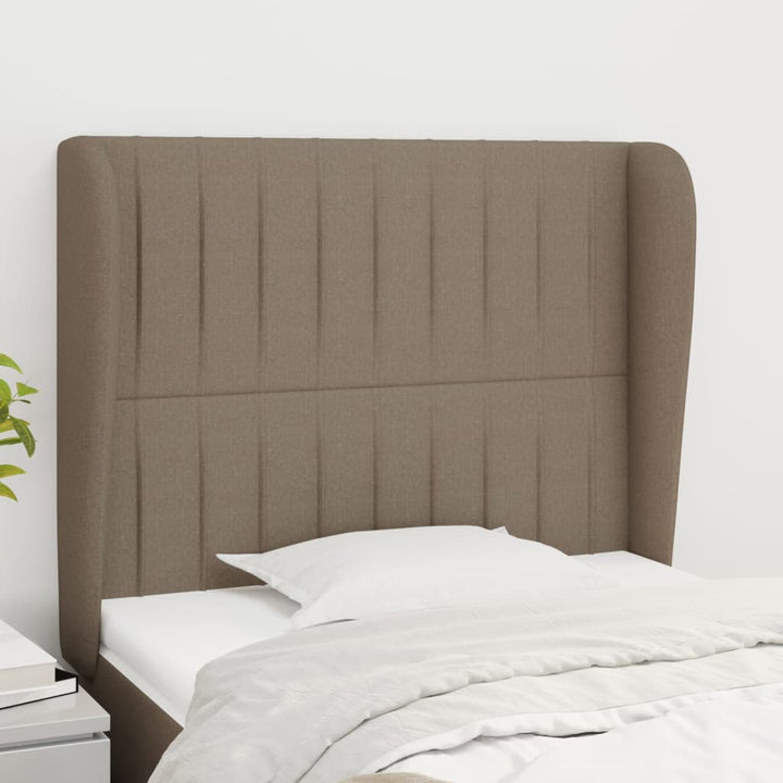 sengegavl med kanter 83x23x118/128 cm stof gråbrun