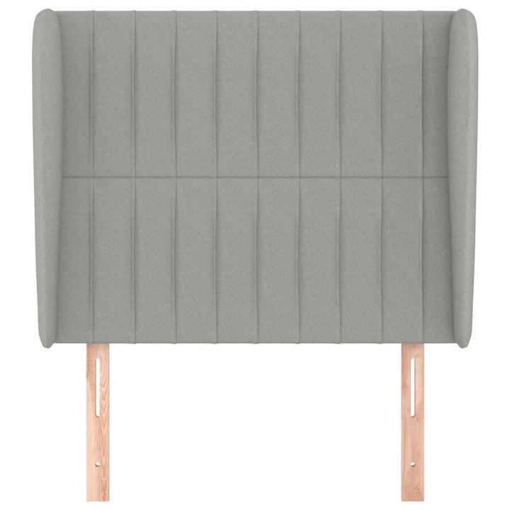 sengegavl med kanter 93x23x118/128 cm stof lysegrå