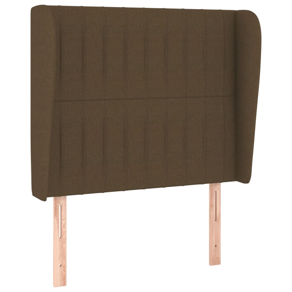 sengegavl med kanter 93x23x118/128 cm stof mørkebrun