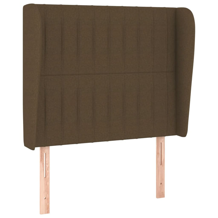 sengegavl med kanter 93x23x118/128 cm stof mørkebrun