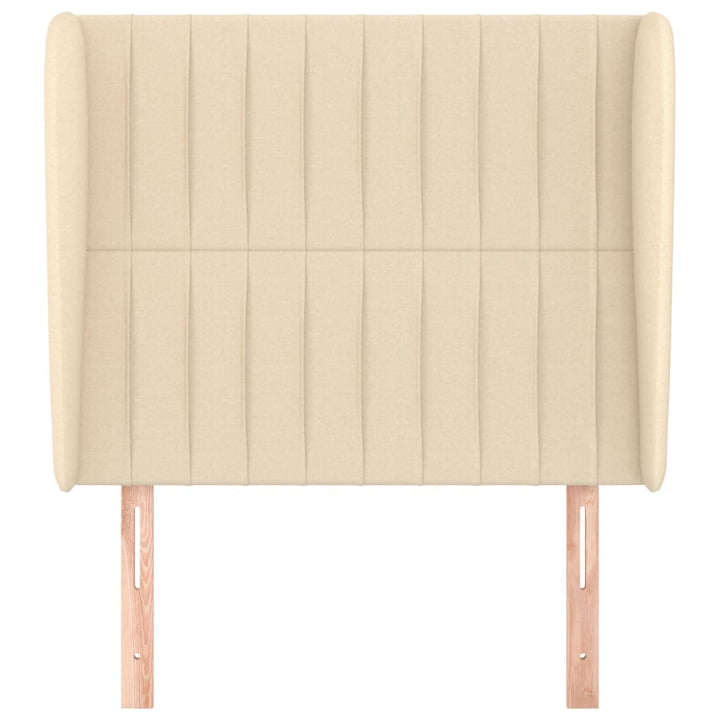 sengegavl med kanter 93x23x118/128 cm stof cremefarvet