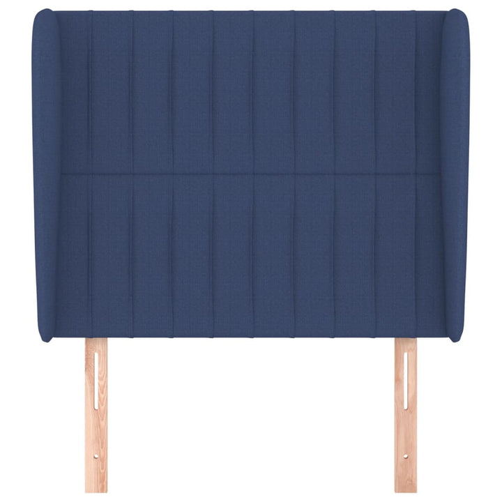 sengegavl med kanter 93x23x118/128 cm stof blå