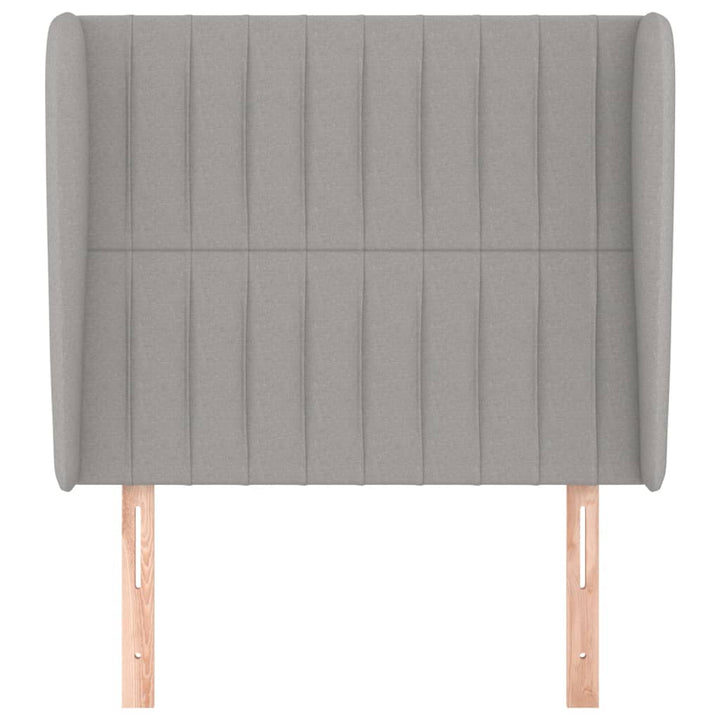 sengegavl med kanter 103x23x118/128 cm stof lysegrå