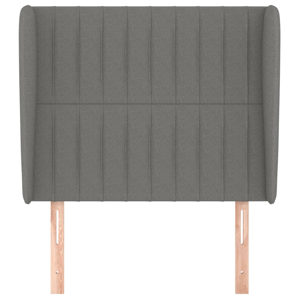 sengegavl med kanter 103x23x118/128 cm stof mørkegrå
