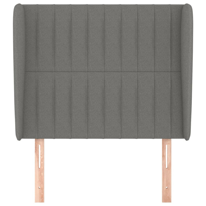 sengegavl med kanter 103x23x118/128 cm stof mørkegrå