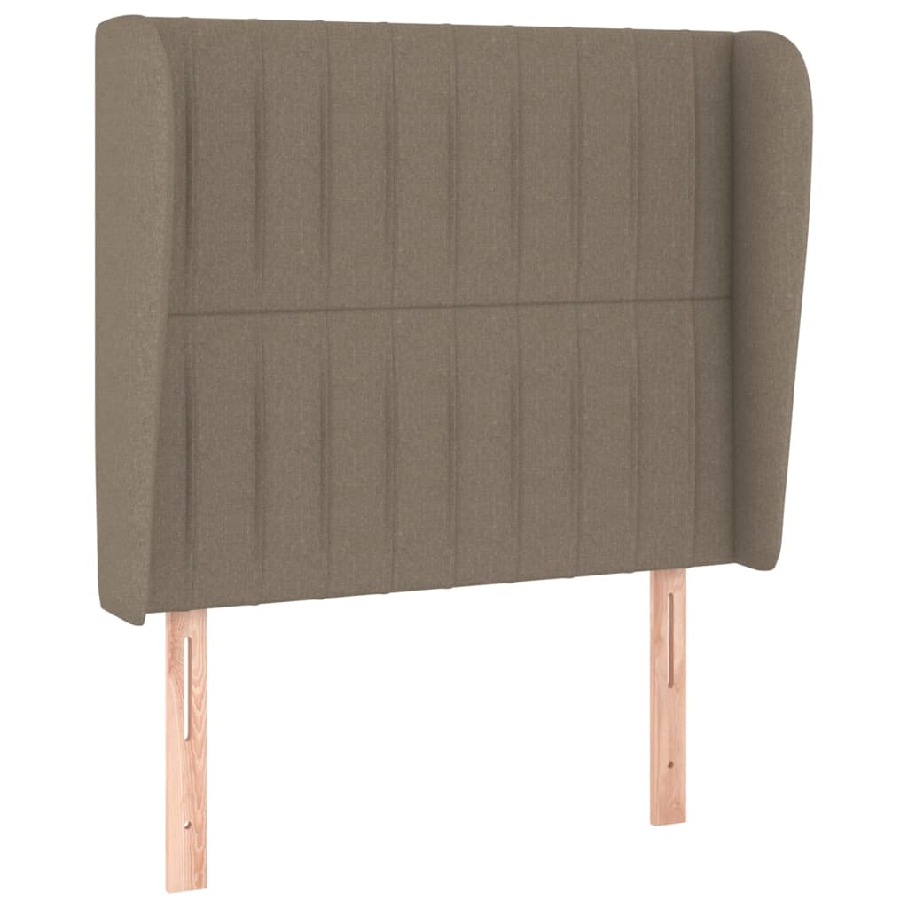 sengegavl med kanter 103x23x118/128 cm stof gråbrun