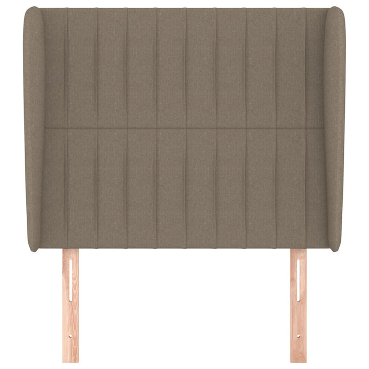 sengegavl med kanter 103x23x118/128 cm stof gråbrun