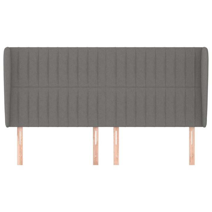 sengegavl med kanter 183x23x118/128 cm stof mørkegrå